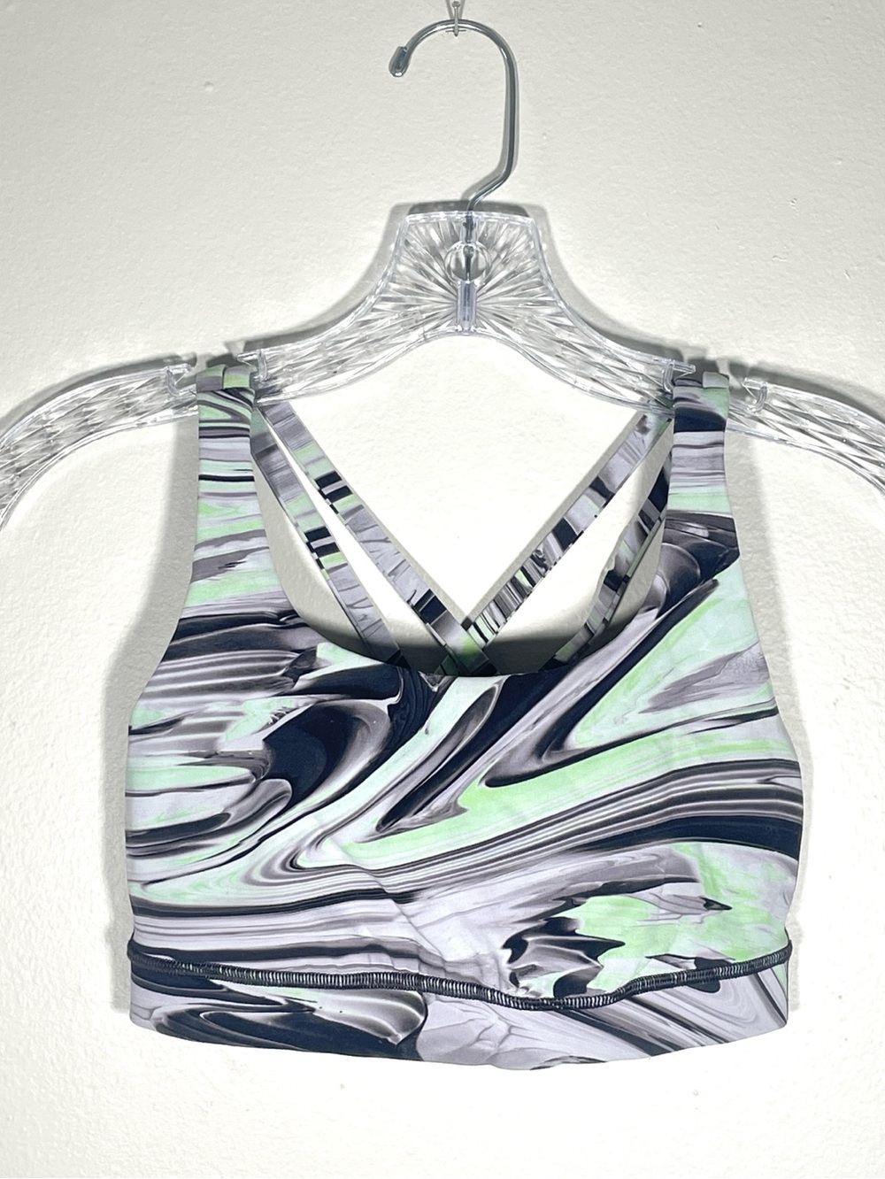 Lululemon Marble Print Strappy Sports Bra Size Unknown Gray Green